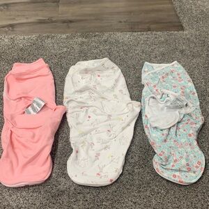 Set of 3 Baby Girl Velcro Swaddles